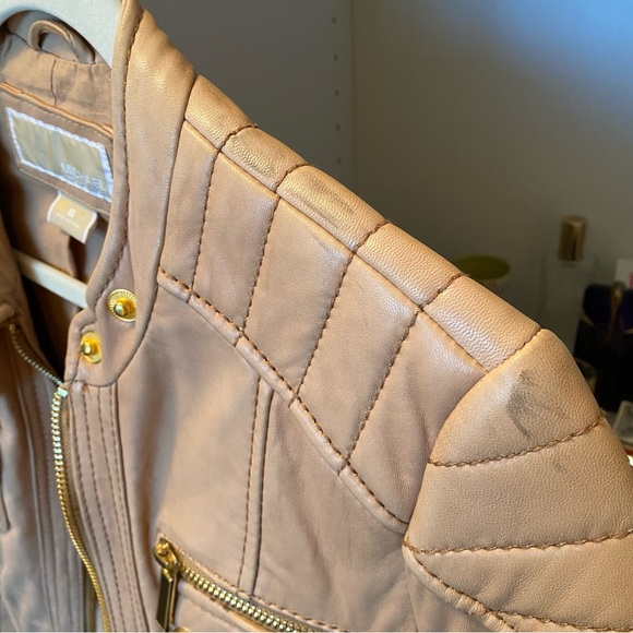 Michael Kors Zip-Front Leather Biker Jacket - Picture 4 of 7